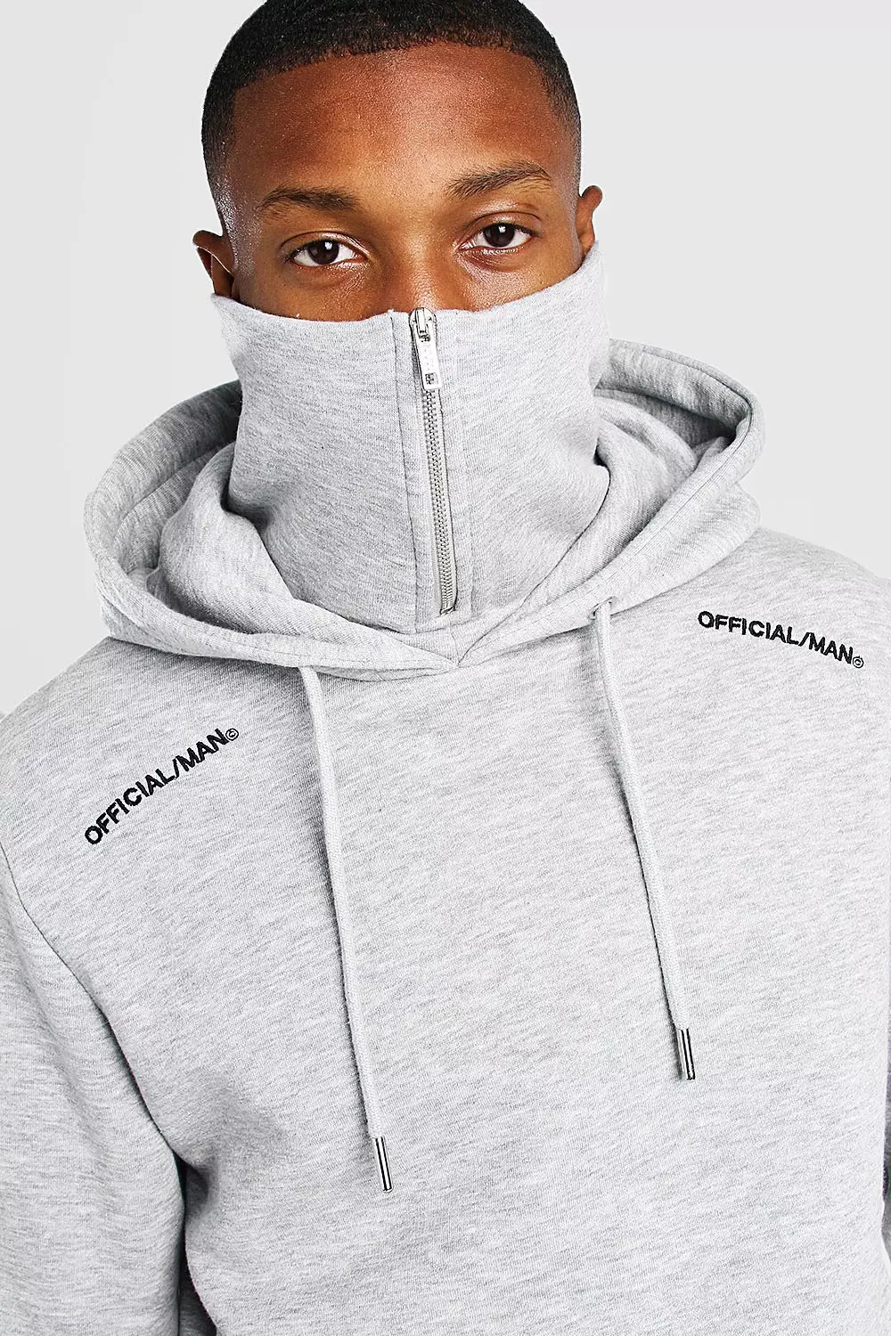 Official MAN Zip Snood Hoodie boohooMAN UK